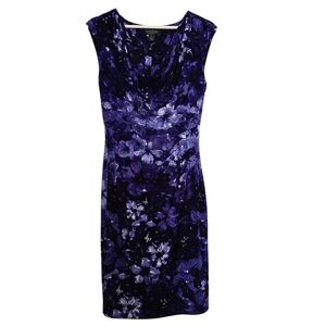 Ralph Lauren Deep Purple Floral Faux Wrap Dress
